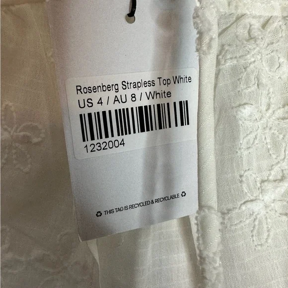 NWT Princess Polly Rosenberg Tie Babydoll Floral Strapless Top White US Size 4 - Picture 9 of 14